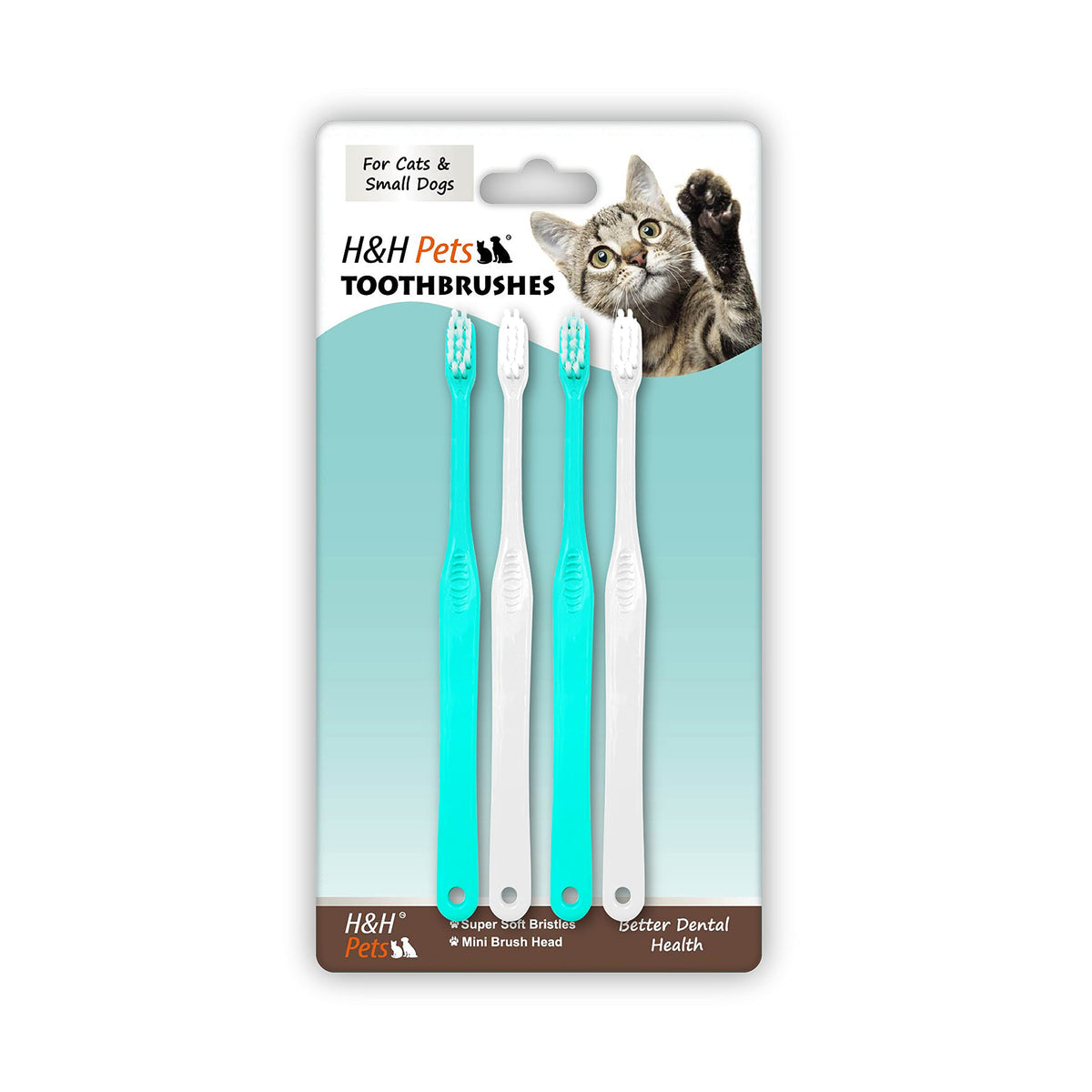 H&H Pets Toothbrush for Small Dogs & Cats - Soft and Extra Small Toothbrush Designed for Cats, Puppies, and XS Breed Dogs Like Teacups, Chihuahuas, Yorkshire, and Poodle, 8 Count Pack