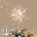 Lewondr Crystal Firework Christmas Tree Topper with Lights, Gold