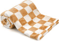 GreatBba Plush Checkered Baby Blanket,30 x 40 Inch Fleece,Orange White