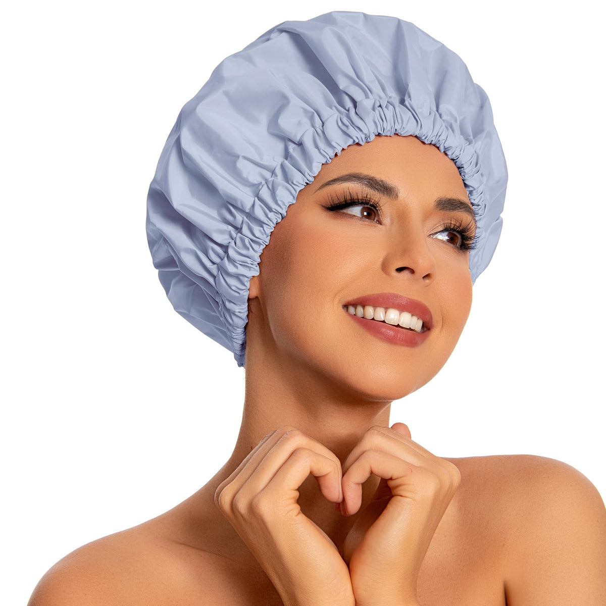 Edoneery Reusable Shower Caps for Women, Waterproof Long Hair Bonnet | Washable Design, Wide Elastic Band, Large Fit, Holds Long Hair, Braids Friendly, Bath Accessories, Spa, Travel