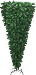Goplus 7ft Upside Down Christmas Tree, Artificial Xmas Tree with Metal Stand, 1000 Branch Tips, Green Inverted PVC Tree for Indoor Outdoor Holiday Decoration