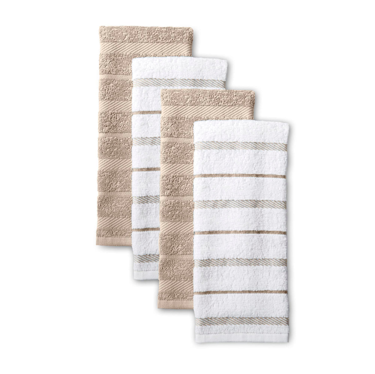 KitchenAid Albany Kitchen Towel 4-Pack Set, Honey Orange/White, 16"x26"