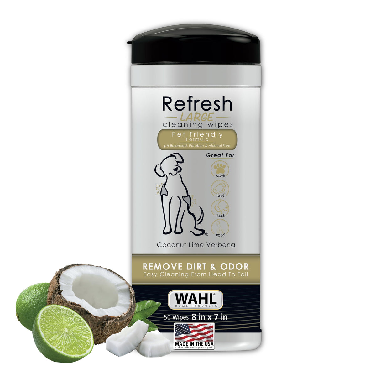 Wahl USA Pet Refresh Lavender Cleaning Wipes for All Dog Breeds - Use on Ears, Nose, Paws, Bottom, & Sensitive Areas - 50 Wipes - 820018A