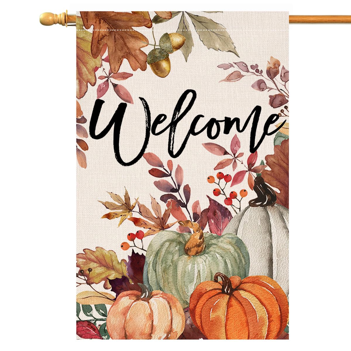 Fall Pumpkin Leaves Garden Flag 12x18 Vertical Double Sided Welcome Autumn Thanksgiving Holiday Outside Decorations Burlap Yard Flag BW823