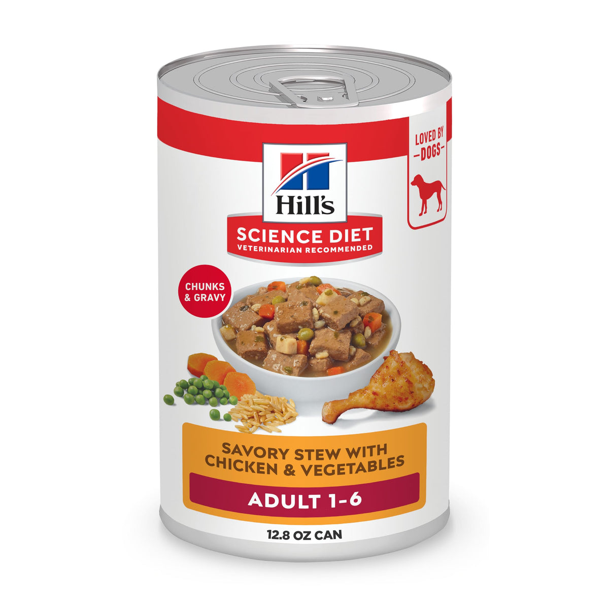 Hill's Science Diet Adult 1-6 Wet Dog Food, Beef & Vegetables, 12.8 oz. Cans, 12-Pack
