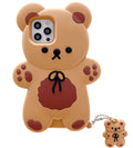 Case for iPhone 11 with Strap Lanyard Keychain Cute Bear Cookie Kawaii Funny Soft Silicone Shockproof Protective Cover for Women Girls