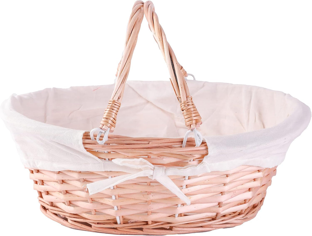 Vintiquewise Natural Wicker Picnic Basket with a Handle for Home and Garden