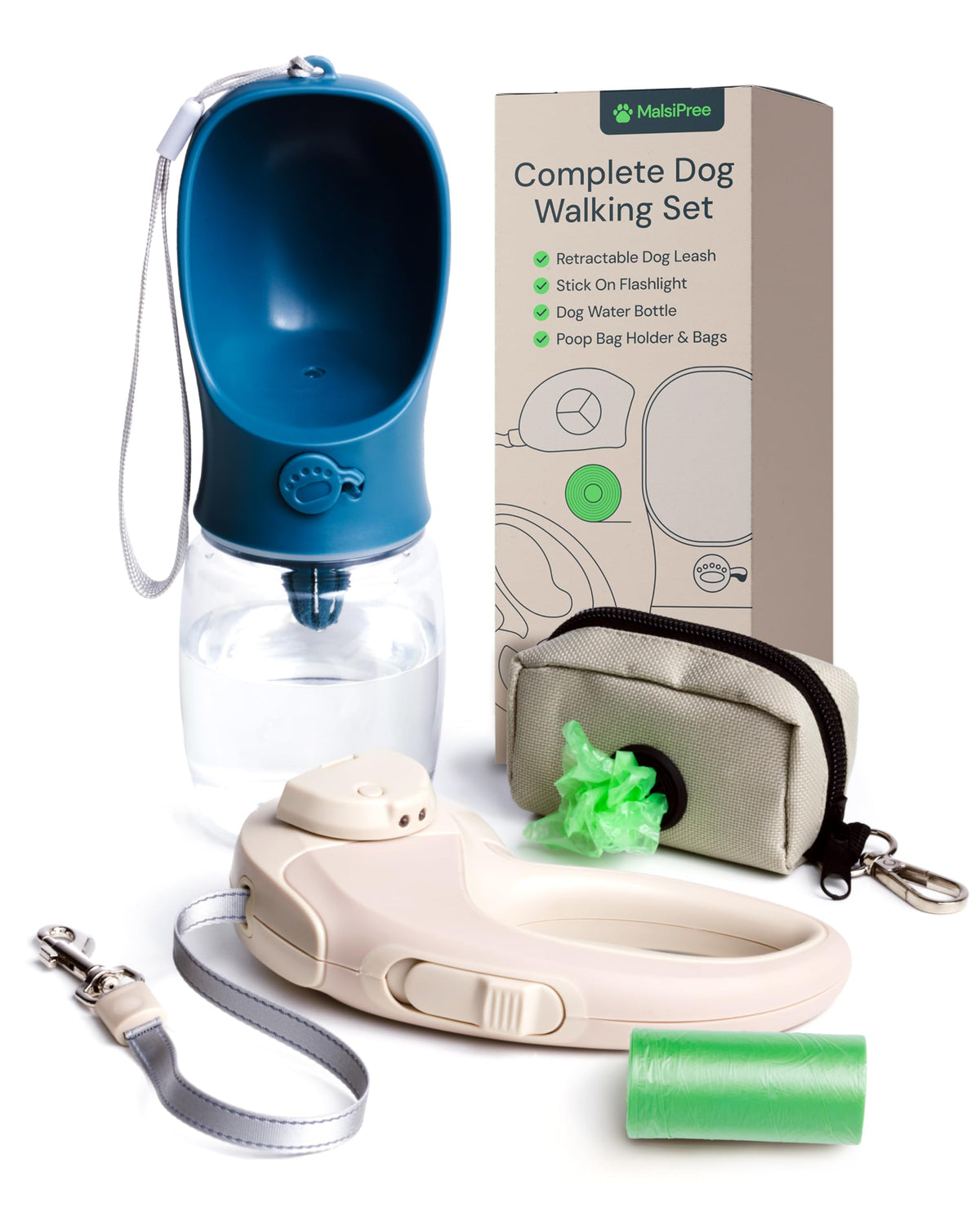 MalsiPree Leak-Proof Portable Dog Water Bottle for Travel - 19 oz, with Pink Bowl - Food Grade Plastic - Dog Bowls - Puppy Essentials - Pet Water Bottle for Trail Hiking, Park Visit & Beach Days