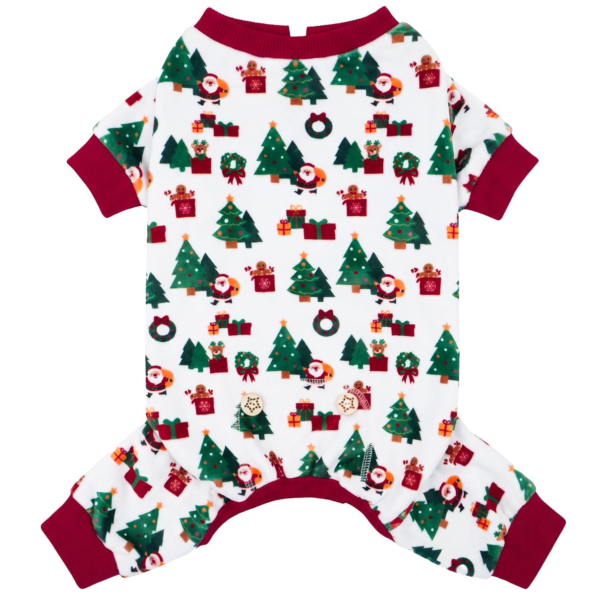 KYEESE Dog Christmas Pajamas for Small Dog Velvet Onesie with Red Snowflake