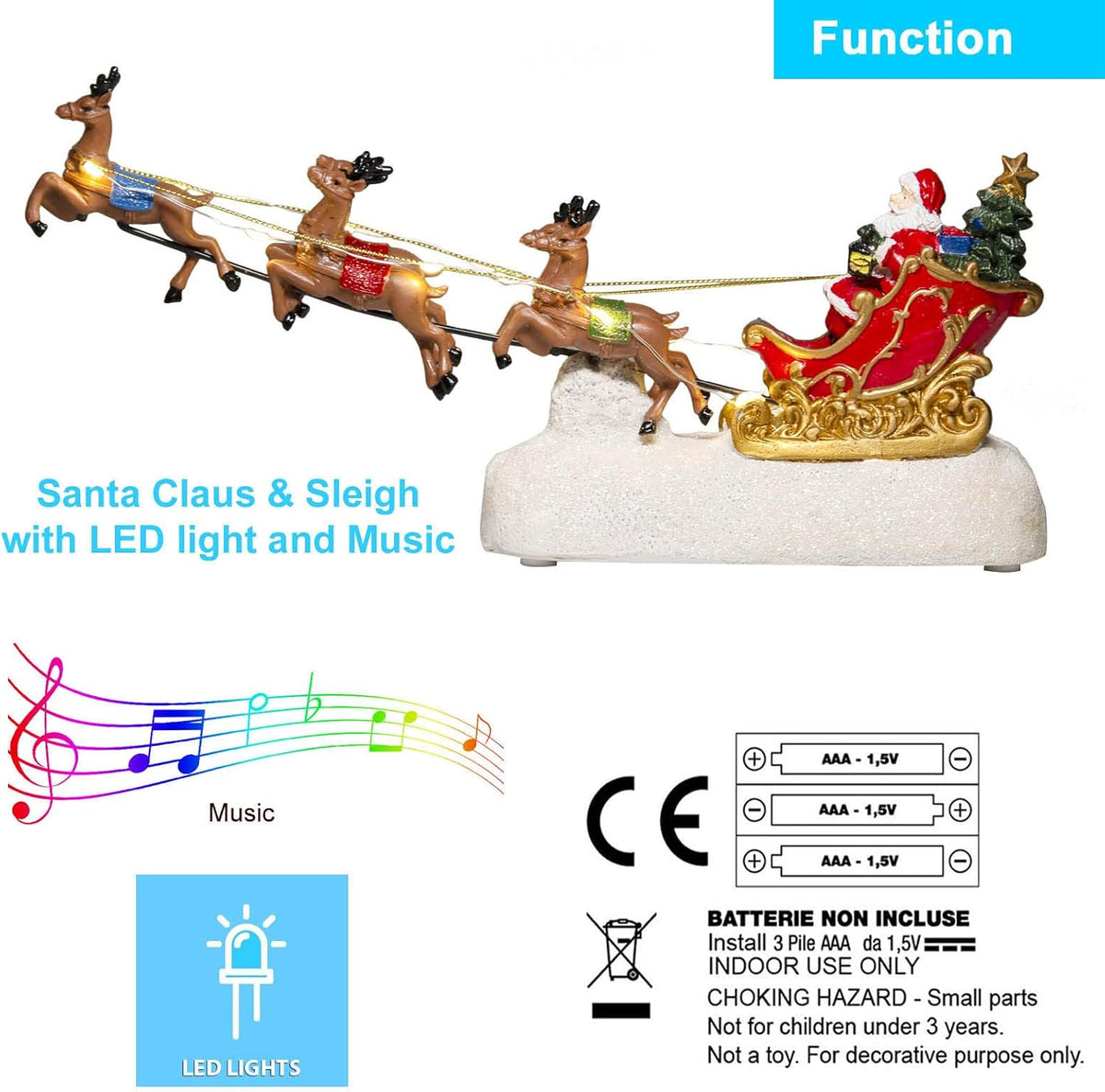 Santa's Sleigh and Reindeer Assortment with Christmas Reindeer Car