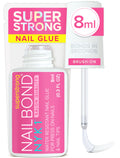 Super Strong Nail Glue for Press On Nails, Nail Tips & Acrylic Nails (8ml) NYK1 NailBond Brush On Glue for Press Ons, Tips & Acrylics - Long Lasting, Maximum Strength, Mess-Free Application
