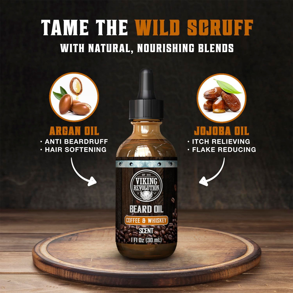 Viking Revolution Beard Conditioning Kit-CoffeeWhiskey, 5 Products Included