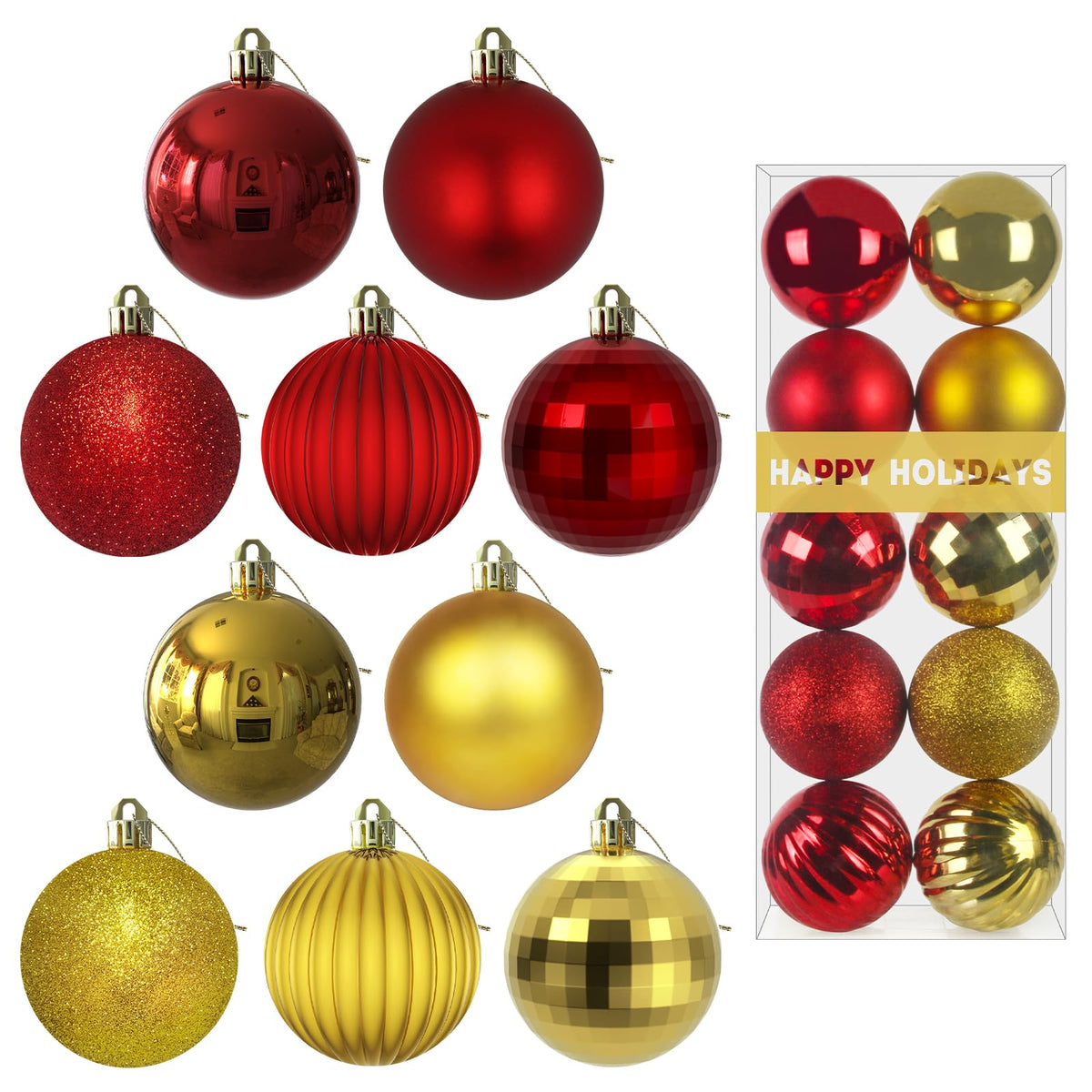 Rose Red 4.0" Large Christmas Balls - Christmas Tree Decoration Ornaments Shatterproof Hanging Balls for Birthday Halloween Holiday Wedding Decorations Set of 4pcs