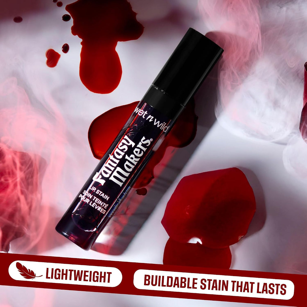 wet n wild Halloween Fantasy Makers Lip Stain, Long lasting Buildable Color, Weightless Formula, Cruelty-Free - Vampire's Bite