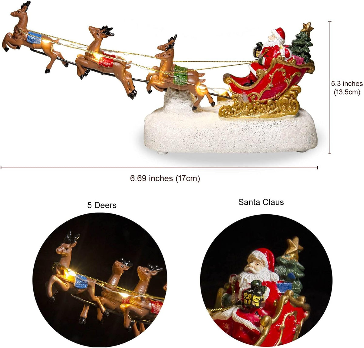 Santa's Sleigh and Reindeer Assortment with Christmas Reindeer Car