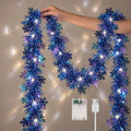 1 Pack 16.4FT Lighted Christmas Tinsel Garland, Blue Xmas Garland
