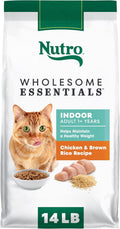 Nutro Wholesome Essentials Dry Cat Food, Indoor Cat Food Dry Chicken & Brown Rice Recipe, 14 lbs.