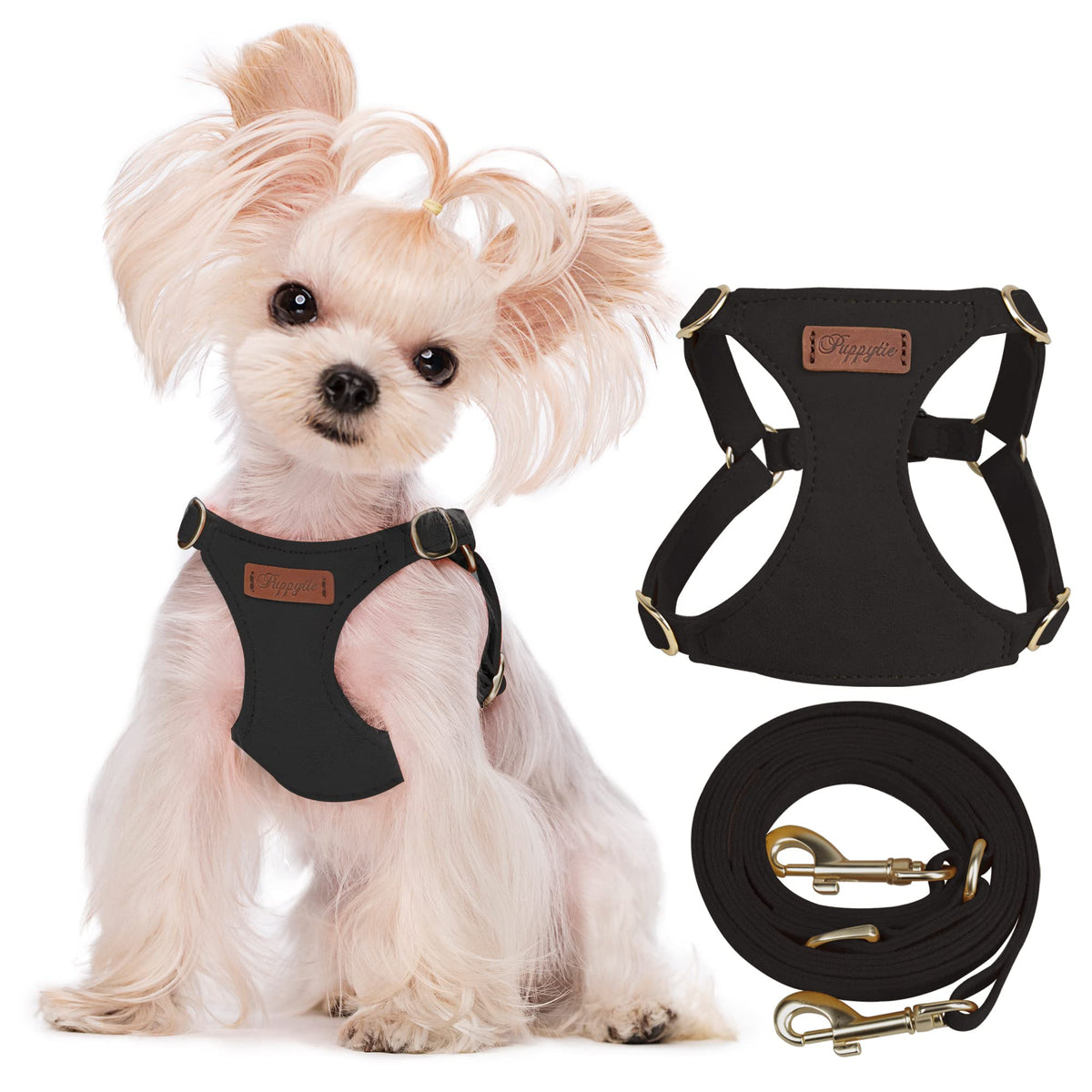 Puppytie xs Dog Harness with Multifunction Dog Leash,Soft Adjustable No Choke Escape Proof Pet Harness Vest,red-Camellia,XS
