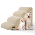 Aodisman Dog Stairs for Small Dogs and Cats,3-Step Pet Ramp for Bed & Couch | 15.7" H Non-Slip Sturdy Dog Steps with Curved Ramp for Senior,Short-Legged Dogs,Puppy and Cats to Reach Sofa or Chair,Grey