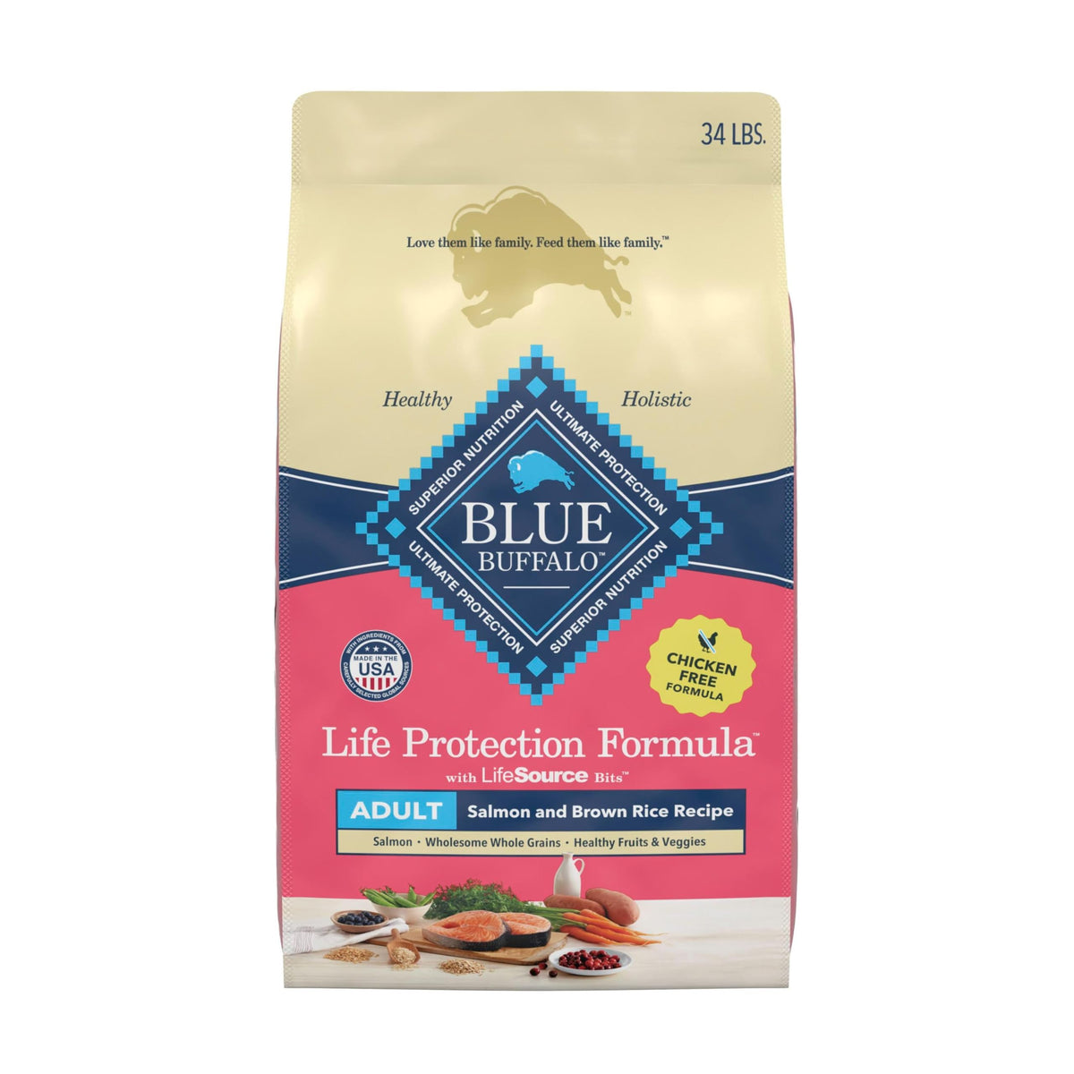 Blue Buffalo Life Protection Formula Lamb & Brown Rice Adult Dry Dog Food, Supports Immunity with Antioxidant-Rich LifeSource Bits, Promotes Healthy Muscle Development, Skin & Coat Health, 15 lbs.