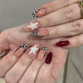 Halloween Press on Nails Almond Medium Fake Nails Black White Gradient Glue on Nail Goth False Nails with Bat Spider Web Designs Glossy Reusable Stick on Nail for Women Girls 24Pcs