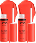NYX PROFESSIONAL MAKEUP Butter Gloss, Non-Sticky Lip Gloss - Sugar Glass (Clear), Pack Of 3