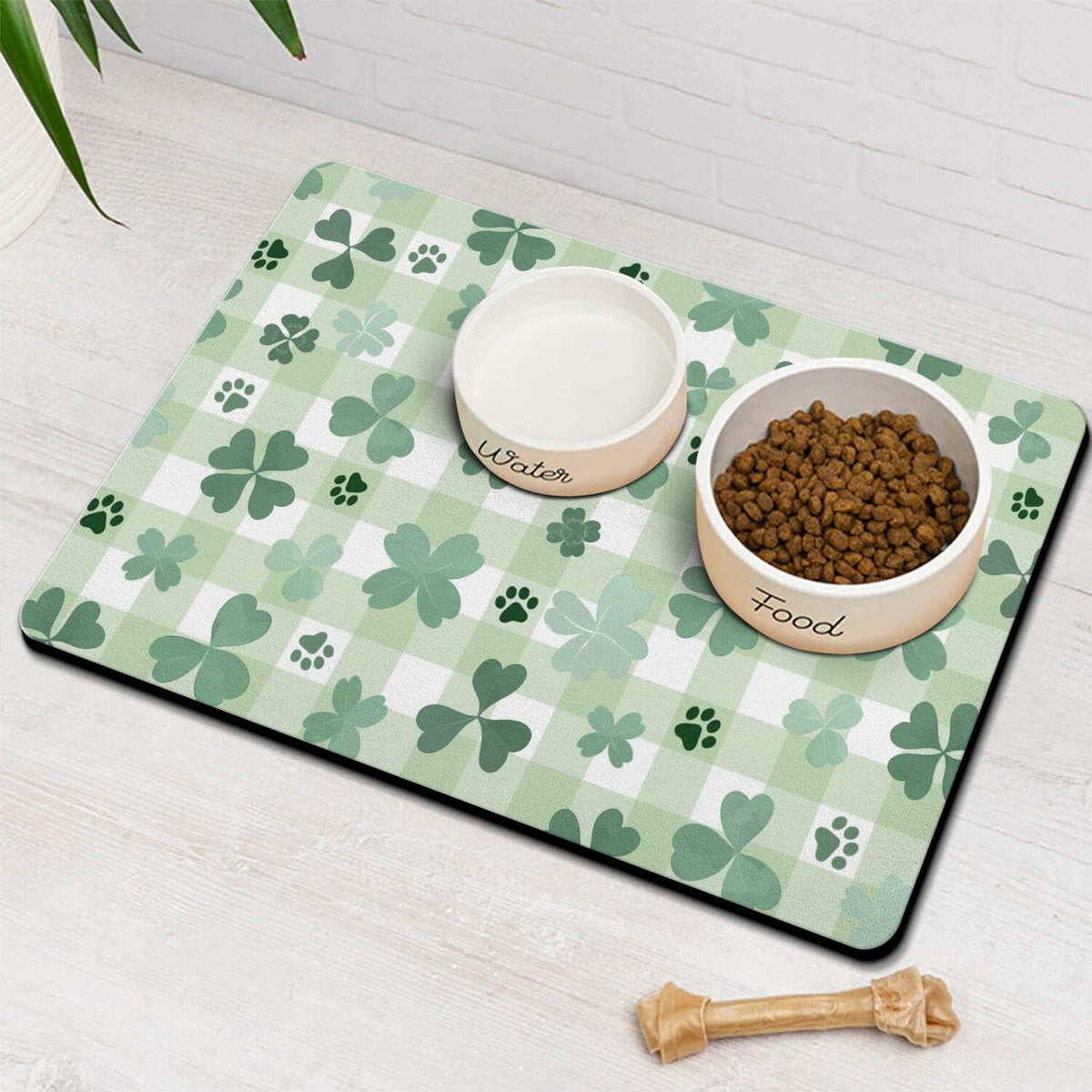 Fall Pumpkin Dog Food & Water Mat, Paw Prints Autumn Pet Feeding Mat for Floor Non-Slip Waterproof, Super Absorbent Cat Bowl Mat, Easy to Clean Eco-Friendly Durable Pet Placemat,12" × 20"