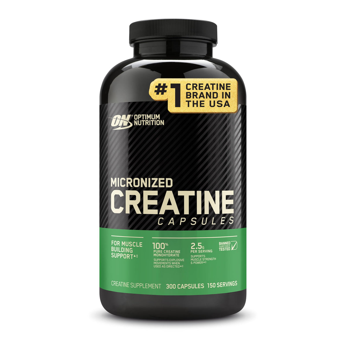 Optimum Nutrition Creatine, Micronized Creatine Monohydrate Powder, Supports Strength & Recovery, Banned Substance Tested, Unflavored, 5g per Serving, 60 Servings