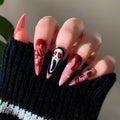 Halloween Press on Nails Medium Almond Ghost Fake Nails 30Pcs