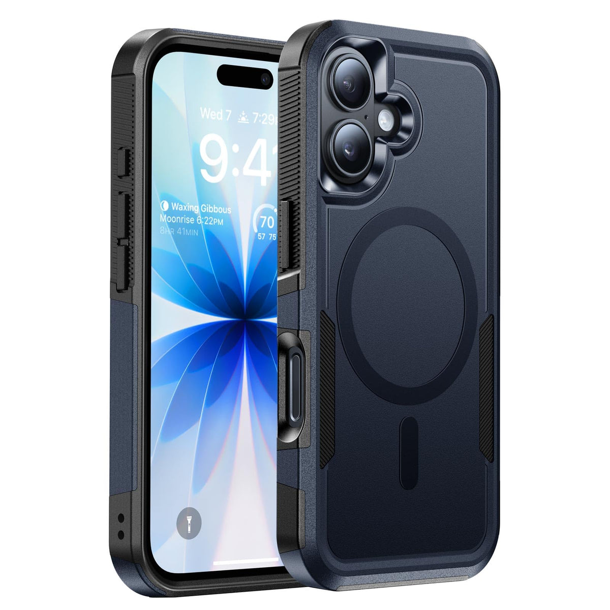 Magnetic for iPhone 16 Case Rugged Dual-Layer Shockproof Black