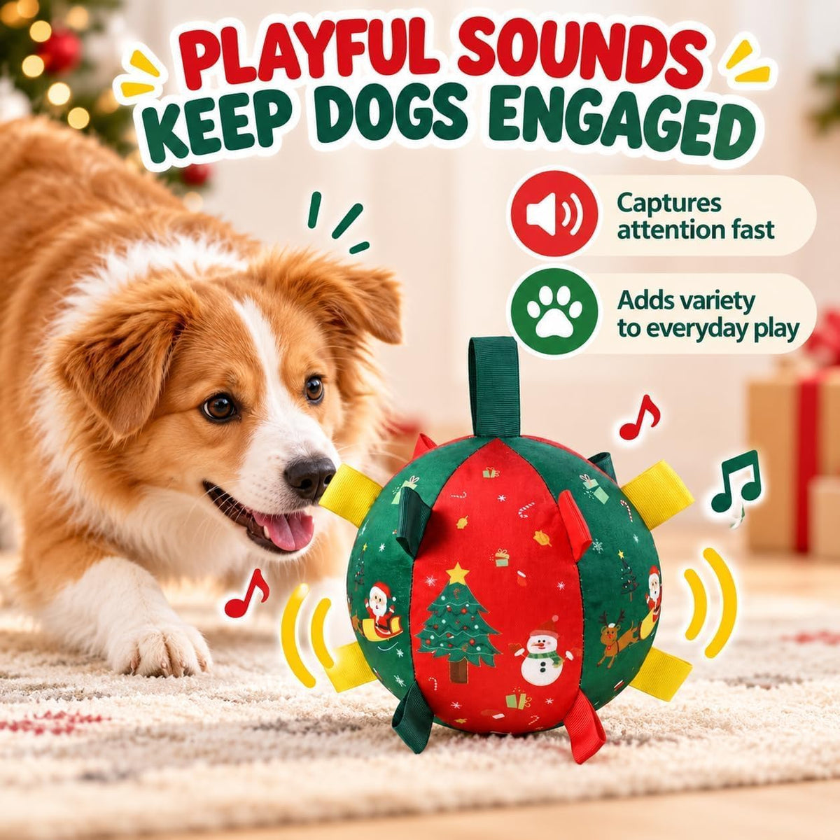 Jingle Paw Ball, Jingle Paw Dog Toy, Jinglepaw Christmas Dog Ball (1PCS)