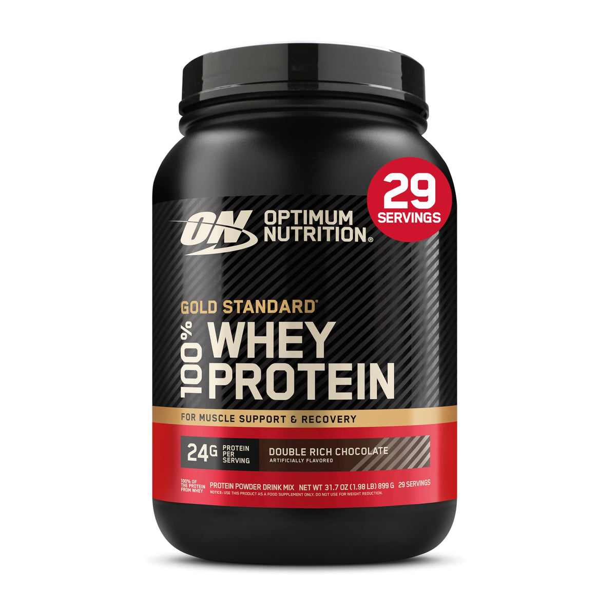 Optimum Nutrition Gold Standard 100% Whey Protein Powder, Vanilla Ice Cream, 2 Pound (Packaging May Vary) | 24g 100% Whey Protein Per Serving, with BCAAs, Gluten Free, Banned Substance Tested, Easy Mixing, Muscle Support & Recovery