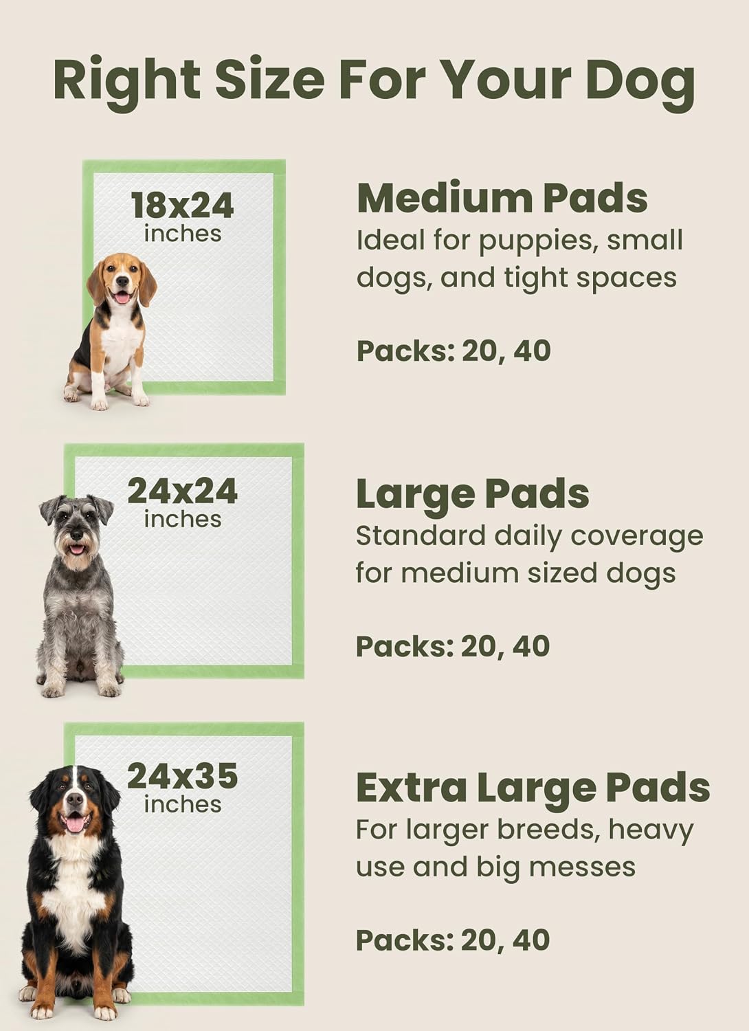 Pogi’s Puppy Pads with Sticky Tabs – Medium, Super Absorbent, Odor Blocking, 40-Count (18x24in)