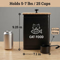 Cat Food Container with Scoop 5-7 lb (25 Cup), with Airtight Bamboo Lid | Cat Kibble Canister with Metal Scoop, 25 Cups, Chew Proof Iron Body, Powder Coated, Airtight Bamboo Lid, Sturdy Metal Handle