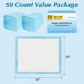 50 Count 30” x 36” Super Absorbency Disposable Underpads | Leakproof Quick Drying, Baby Puppy & Adults Bed Pads Disposable Adults, Dog Pee Pads Extra Large, XXL Incontinence Pads
