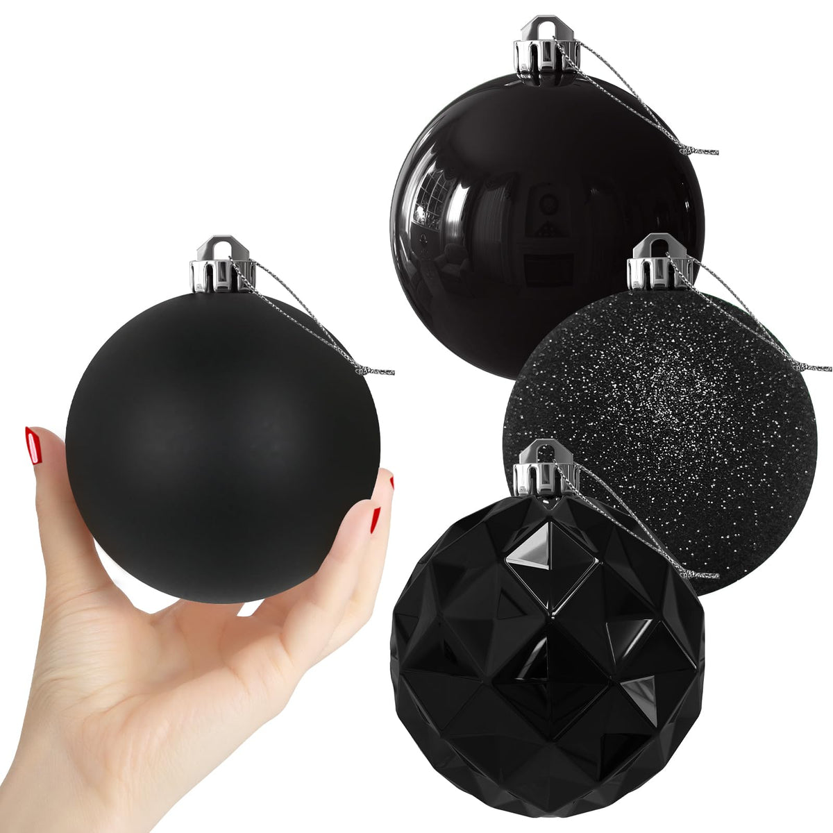 Rose Red 4.0" Large Christmas Balls - Christmas Tree Decoration Ornaments Shatterproof Hanging Balls for Birthday Halloween Holiday Wedding Decorations Set of 4pcs