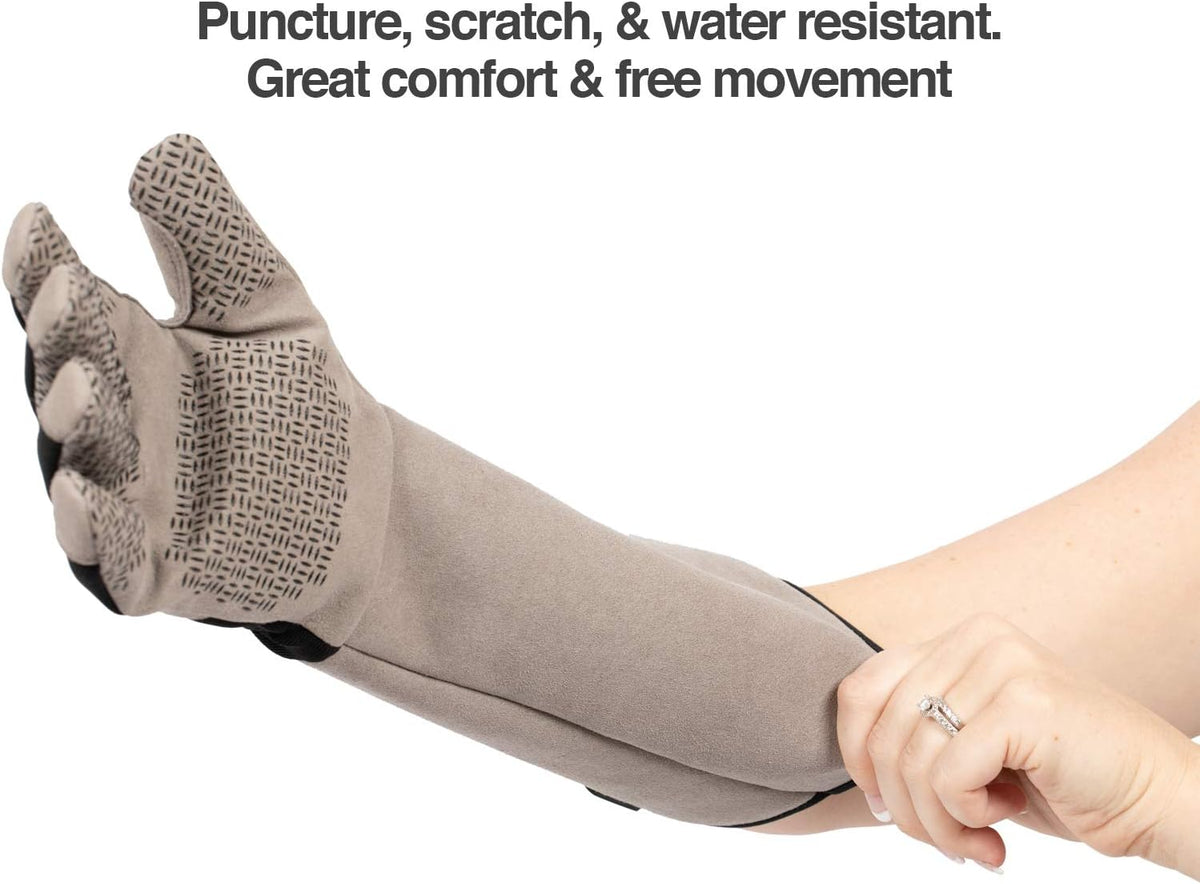 PetFusion Multipurpose Pet Glove for Grooming, Trips to Vet, Handling. [Puncture & Scratch Resistant, Water Resistant]. 12 Month Warranty for Manufacturer Defects Grey