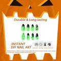 Halloween Press on Nails Medium Almond MABKJLF Fake Nails Glow in The Dark Full Cover Nightmare Christmas False Nails Glossy Glue on Nails Artificial Acrylic Nails for Women Girls 24 Pcs