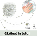 HADDIY Christmas Silvery Tree Beads Garland Decoration,66 Feet Pearl Strands Chain for Christmas Tree Decor,Crafts and Holiday Décor