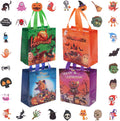 Lyforpyton 4Pcs Halloween Goodie Bags, Small Non-Woven Gift Bag with Handles, Suitable for Halloween Trick or Treat Party, 9"x8.6"x4.3"