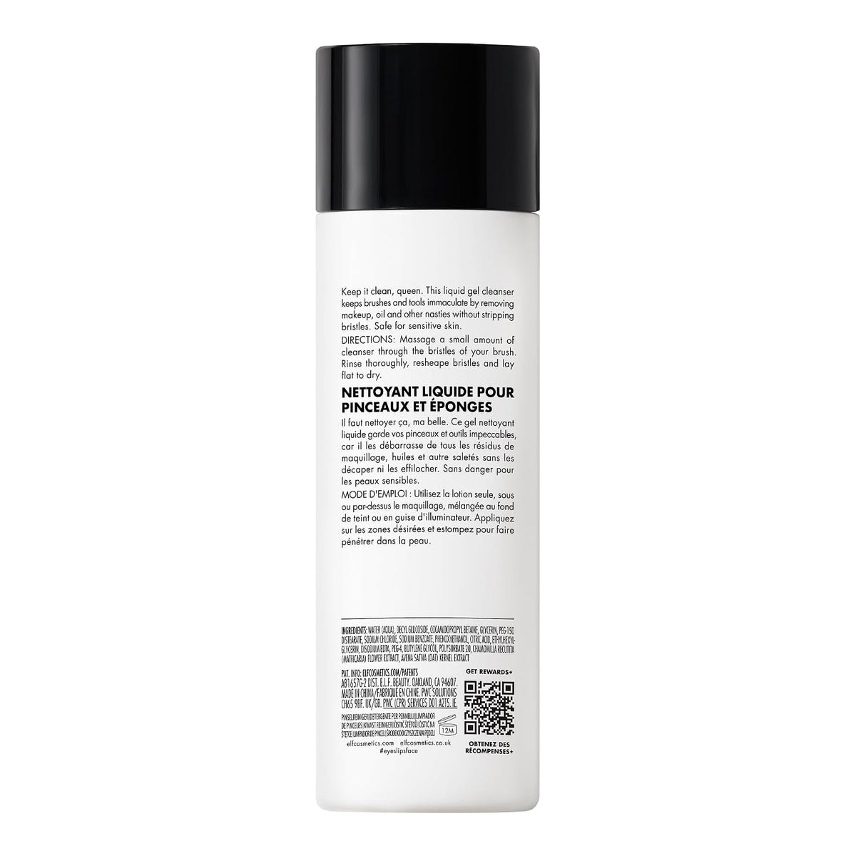 e.l.f. Clean Queen Liquid Brush & Sponge Cleaner, Gentle Foaming Cleaner For Removing Leftover Makeup, Dirt & Grime, Vegan & Cruelty-Free, 4.1 oz