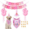 Dog Birthday Party Supplies, Dog Birthday Bandana Set, Dog Boy Girl Birthday Party Hat with Numbers for Large Medium Small Dogs Pet (Blue)