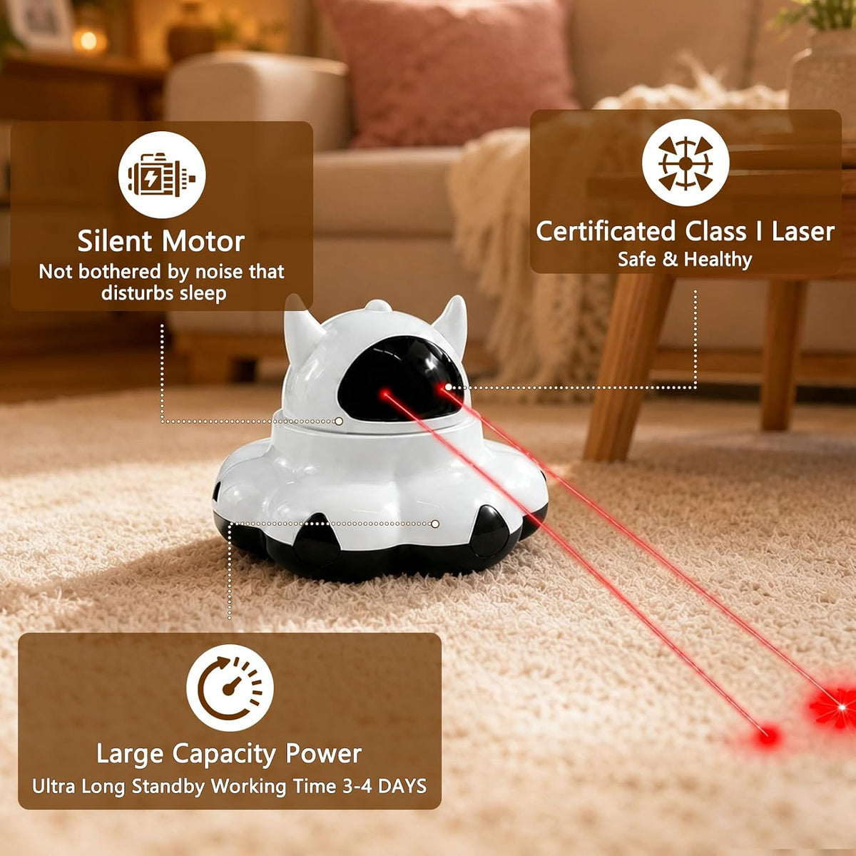 Automatic cat laser toy, 2-in-1 Interactive with Randomly Moving Feather