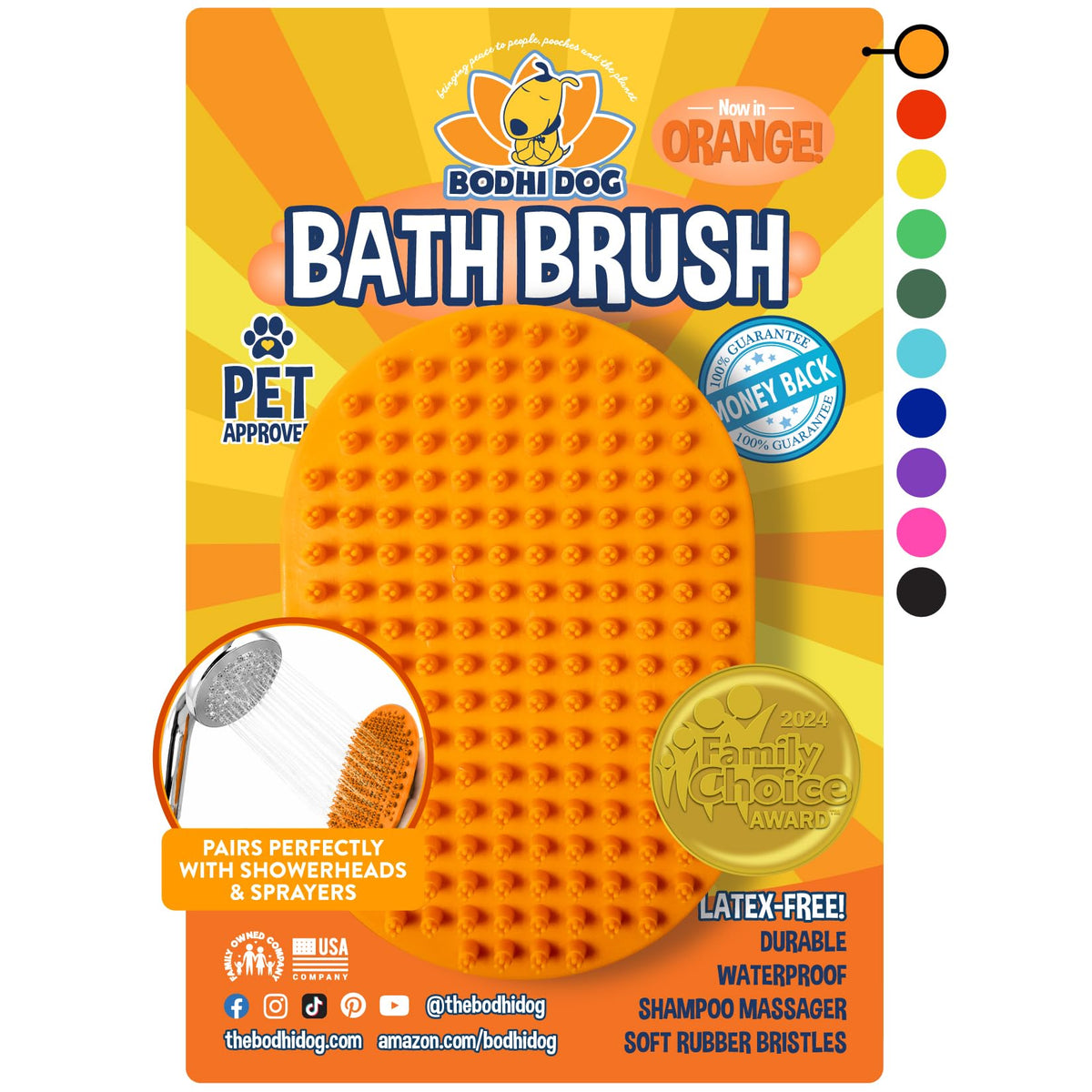 Bodhi Dog Shampoo Brush - Pet Grooming & Bath Supplies for Dogs and Cats - Bath Brush for Long & Short Hair - Premium Scrubber for Shower, Showerhead, Sprayer & Bathing (One Pack, Blue)
