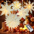 Paper Snowflake Lanterns with Lights, 5 Pack Christmas Hanging Decorations