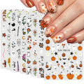 Halloween Nail Art Stickers Cute Ghost Pumpkin 3D Self-Adhesive Nail Decals Bat Cat Skull Designs Nail Decorations Halloween DIY Manicure Supplies for Women Girls&Kids 6Pcs