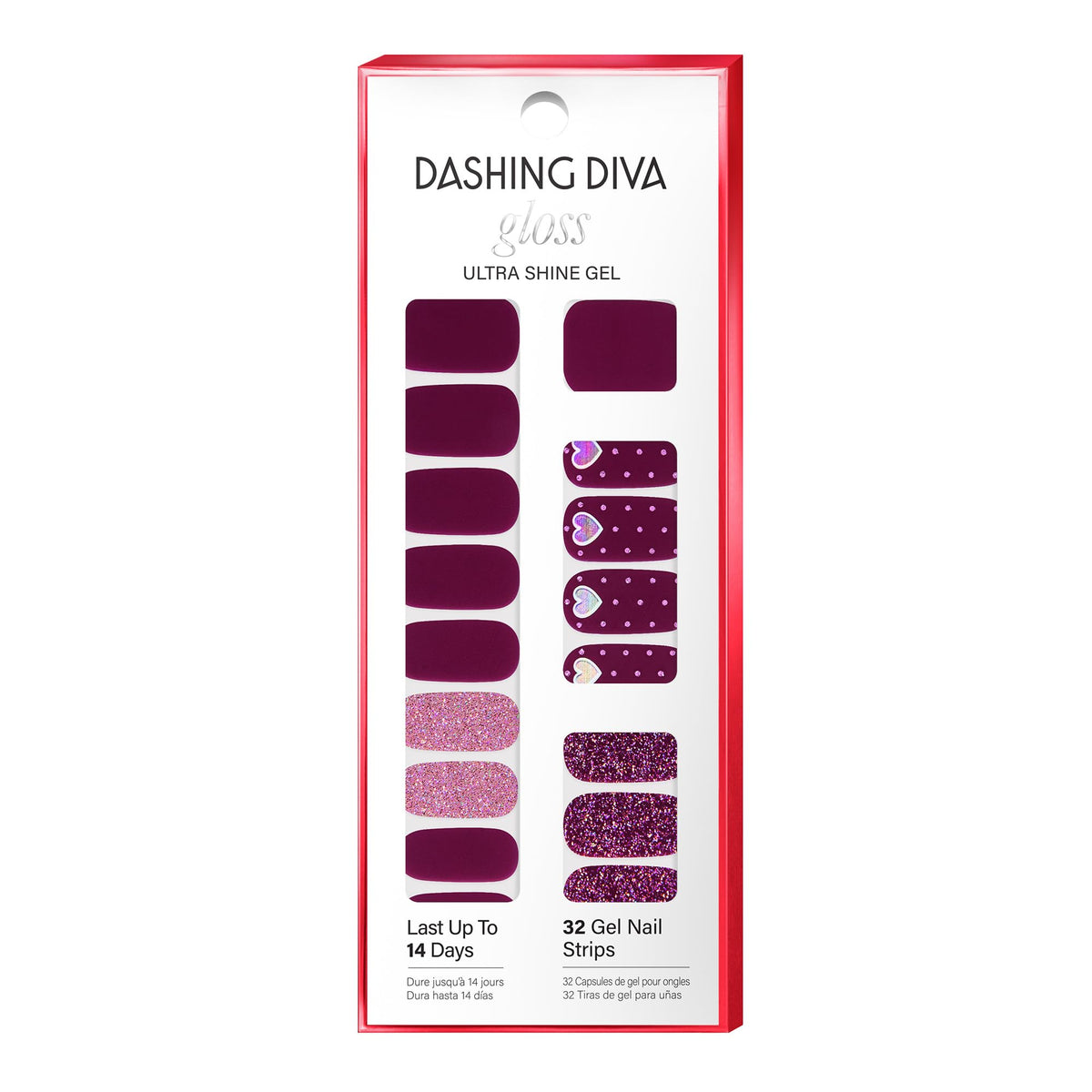 Dashing Diva Gloss Nail Strips - Crystal Clear - UV Free, Chip Resistant, Long Lasting Gel Stickers - Contains 32 Wraps, 1 Prep Pad, 1 File