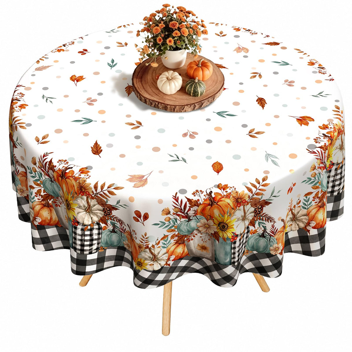 Fall Thanksgiving Tablecloth Waterproof Pumpkin Table Cloths for Autumn Harvest Indoor Outdoor Dining Room Decor-60 * 84" Oval