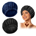 Edoneery Reusable Shower Caps for Women, Waterproof Long Hair Bonnet | Washable Design, Wide Elastic Band, Large Fit, Holds Long Hair, Braids Friendly, Bath Accessories, Spa, Travel