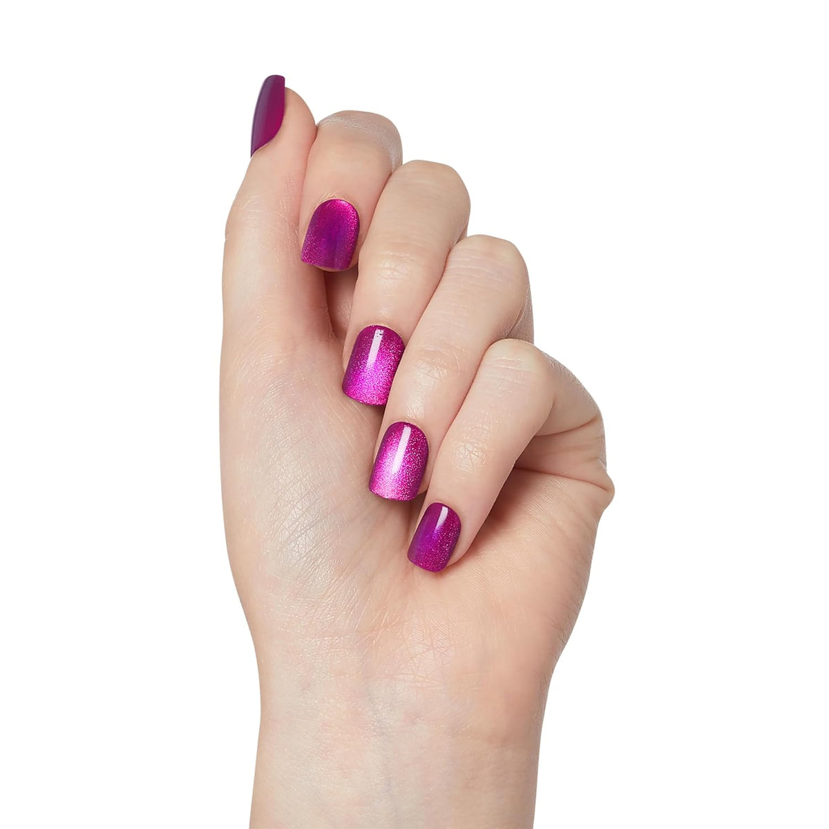 Kiss colorFX by Impress Press On Nails, Levels, 30 No Glue Peel and Stick Nails Kit with IMPROVED Adhesive, Pink Squoval Chrome Effect, Includes Prep Pad, Manicure Stick & Mini File